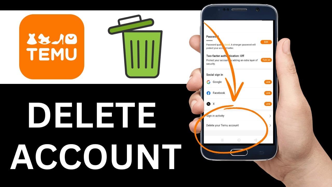 Tempi e processo dopo aver scelto di eliminare account Temu